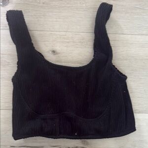Black Ribbed Crop Top